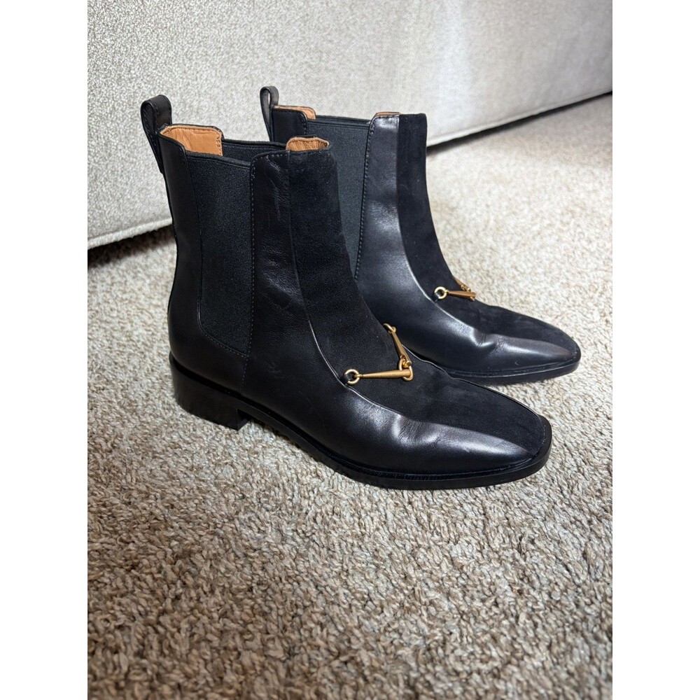 Tory Burch Equestrian Link Chelsea Leather & Suede Boots Size Us 6W